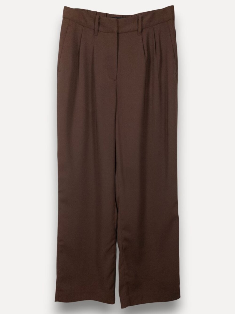Quince Stretch Crepe Pleated Wide Leg Pants Size 8 Redwood Brown